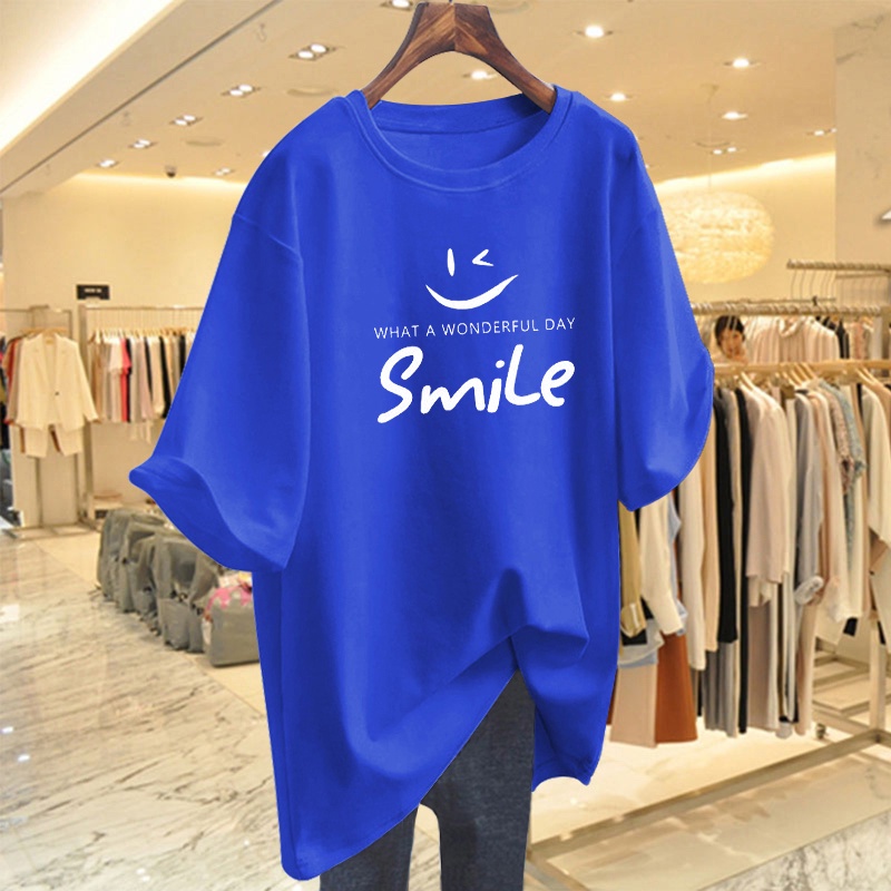Áo Thun Tay Lỡ Nữ HappyFamily Họa Tiết Mặt Cười Smile What a wonderful day Chất Cotton 100 Cao Cấp