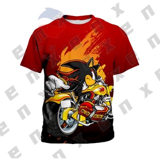 * ENX * Shadow the Hedgehog Sonic Áo thun trẻ em màu đen mùa hè bé trai hoạt hình hàng đầu Áo sơ mi trẻ em 3-13 tuổi