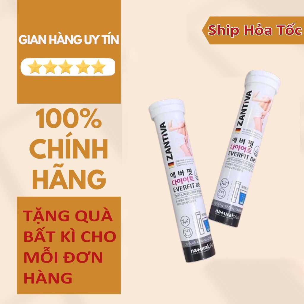 Viên sủi giảm cân Zantiva - Everfit Diet, Eo thon dáng đẹp giảm mỡ bụng, lọ 20 viên xuất xứ từ Đức
