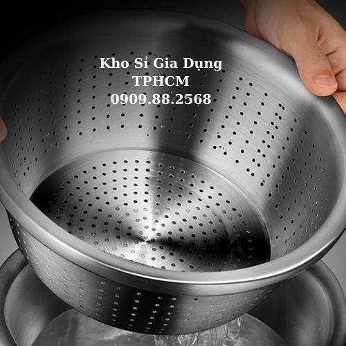 Rổ inox rá inox vo gạo rửa rau củ quả, lắp vừa vào thau inox sâu lòng ...