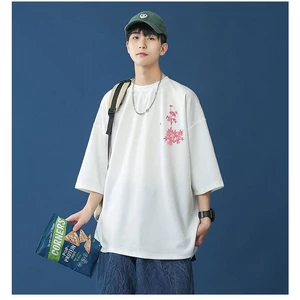 Áo Thun Tee Nam Tay Lỡ HappyFamily In Góc Hoạt Tiết Hoa Đơn Giản Trẻ Trung Cotton 100 Cao Cấp