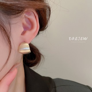 DREJEW Bông tai cong Nhật Bản và Hàn Quốc đơn giản cao cấp khí chất bông tai kim loại đi lại Bông tai kim bạc 925 dành cho nữ không gây dị ứng
