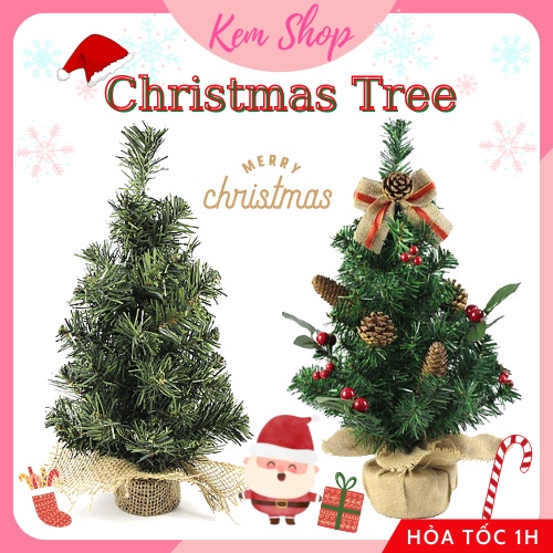 Cây thông Noel mini để bàn trang trí giáng sinh 30cm/40cm/50cm (cây chưa kèm phụ kiện) - Kem Shop K296