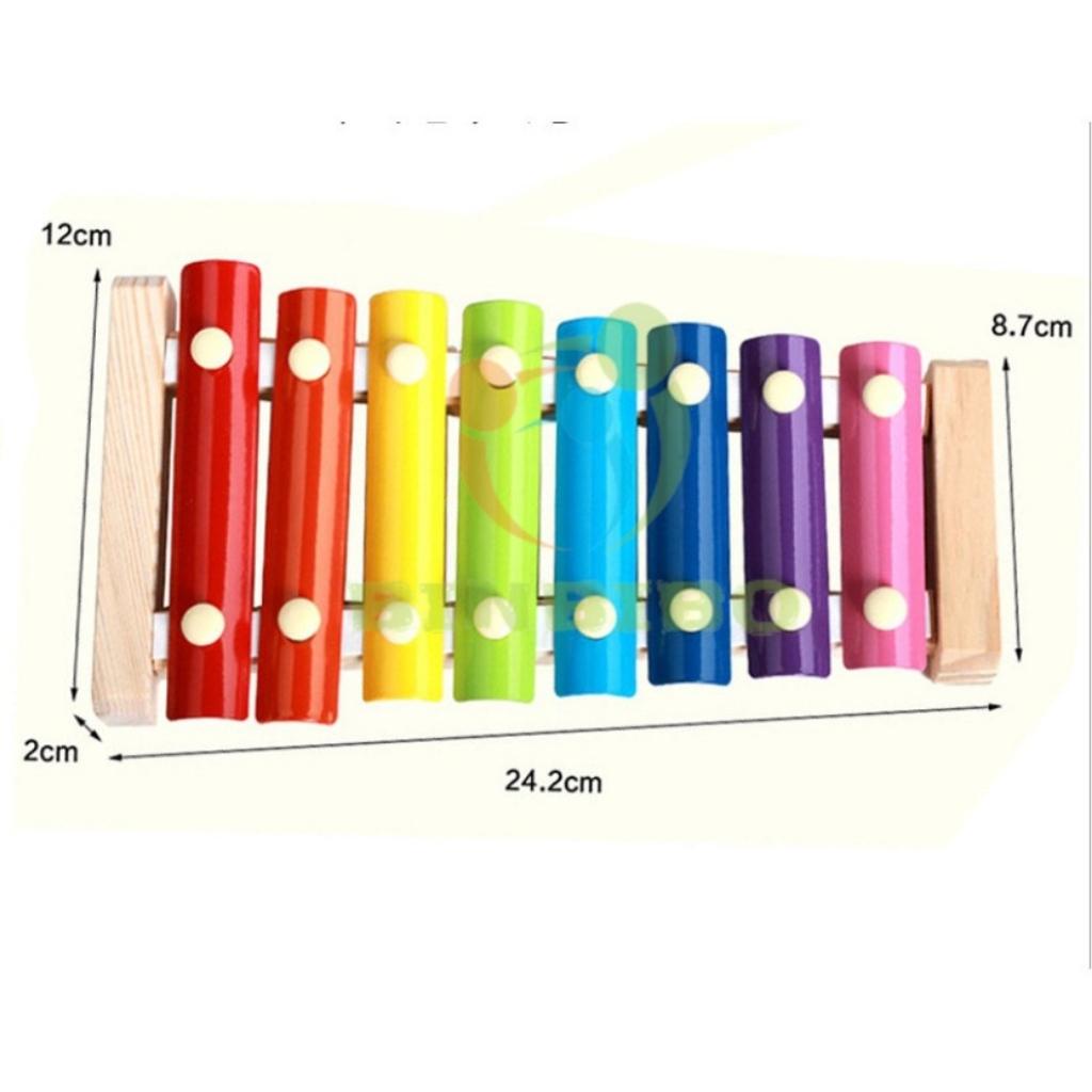 Đồ chơi Đàn Piano Xylophone gỗ 8 thanh quãng - Đồ chơi âm nhạc cho bé Binbibo