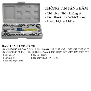 Bộ Dụng Cụ Sửa Chữa Đa Năng 40 Món Cho Ô Tô, Xe Máy Tiện Dụng CarZone