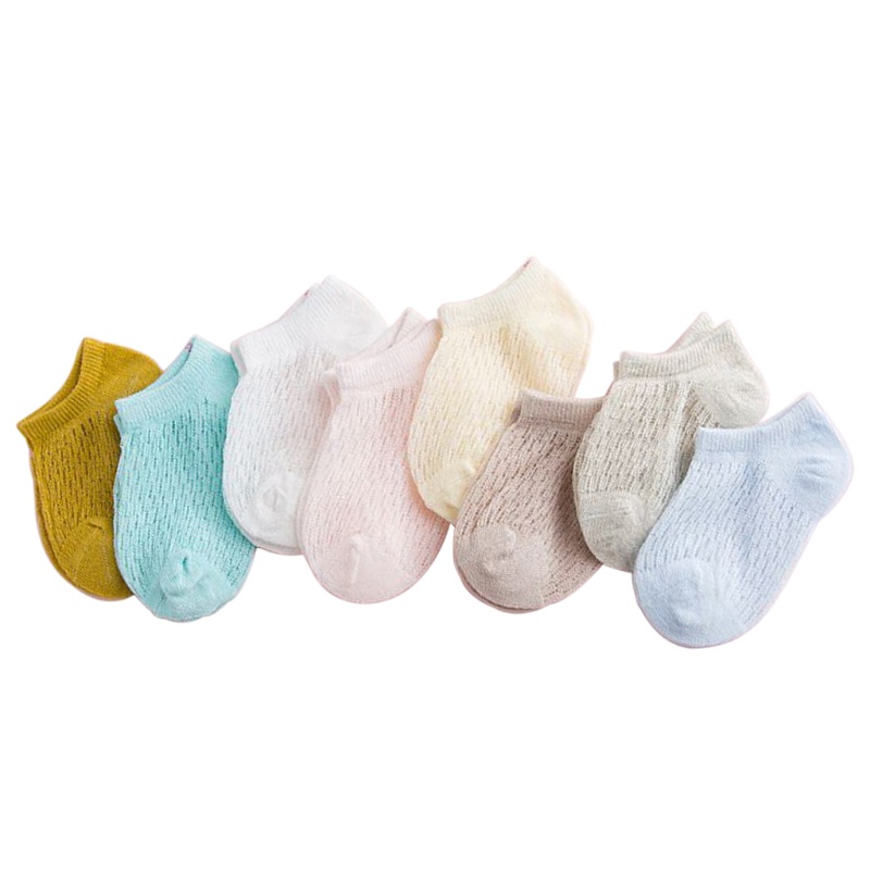 Dasbsug Mùa Hè Cho Bé Ngắn Mắt Cá Chân Tất Lưới Mỏng Cotton Unisex Màu Trơn Rỗng Tập Đi