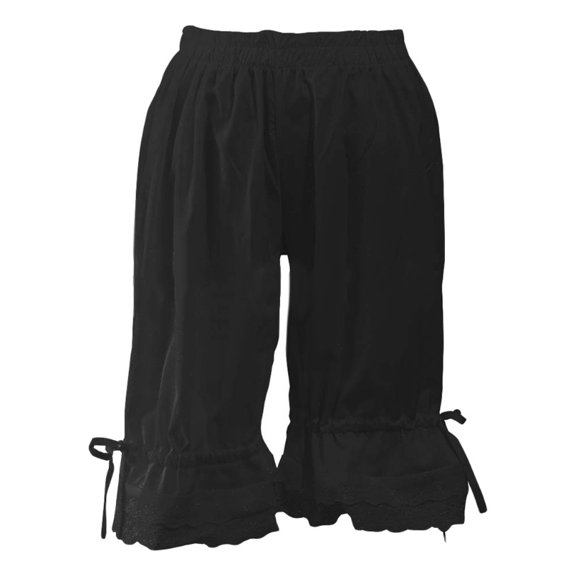 Fashion Quần Short Bloomers Gothic Vintage với Ren Xù và Hem Đèn Lồng Bí Ngô