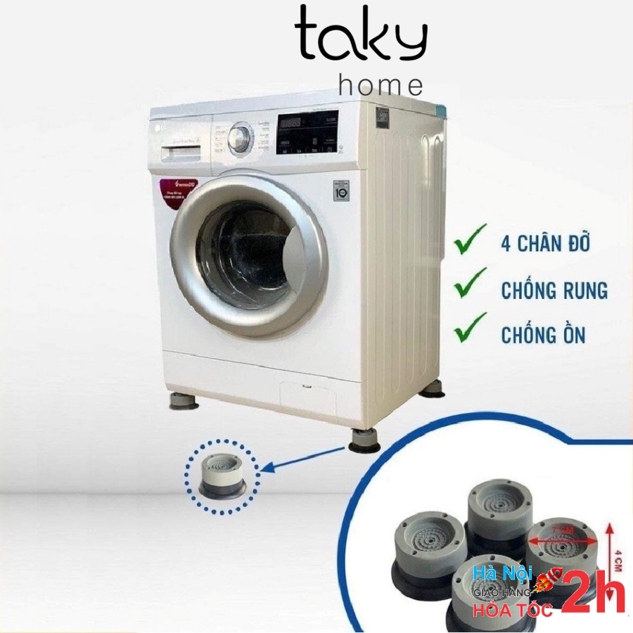 Combo 4 Chân Đế Máy Giặt TakyHome, Miếng Đệm Cao Su Lót Chân Máy Giặt Chống Ồn, Chống Rung, Tiện Dụng, An Toàn. 5960