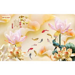 Tranh 3D  Cá Chép vàng dán tường mang tài lộc đến cho gia chủ