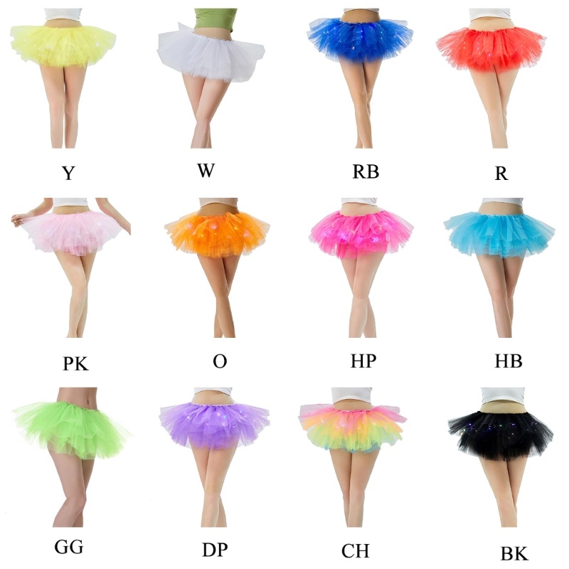Vic Mini Tutu Váy Dành Cho Nữ Trưởng Thành Vintage LED Ballet Tutu Skater Váy 5 Lớp Váy Ba Lê Halloween-Cosplay Costum