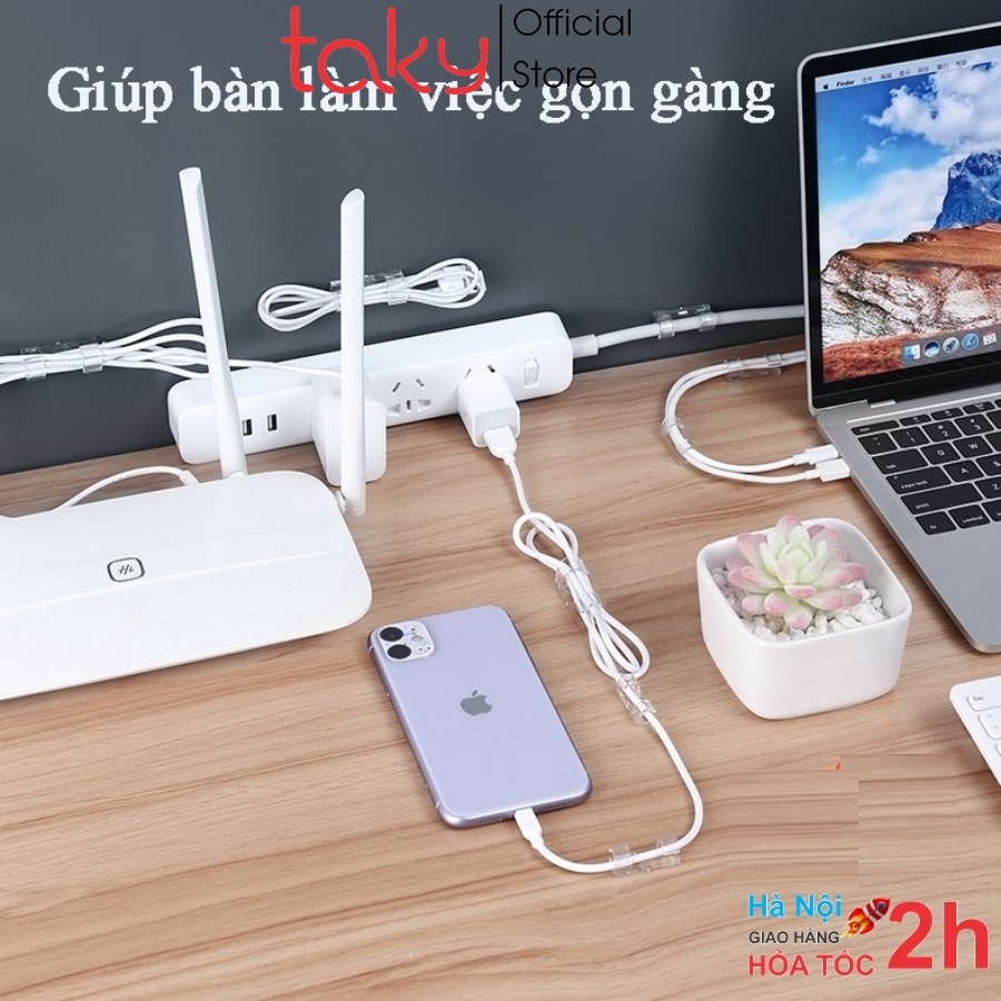 Ảnh Vỉ 20 Nẹp Nhựa Tự Dán - Taky, Giữ Dây Kẹp Dán Tường Giữ Cố Định Các Dây Điện, Dây Mạng, Tiện Dụng Văn Phòng - Nhà. 5733 1