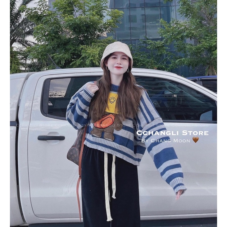 Áo len gấu thêu siêu Cute hàng QC L1
