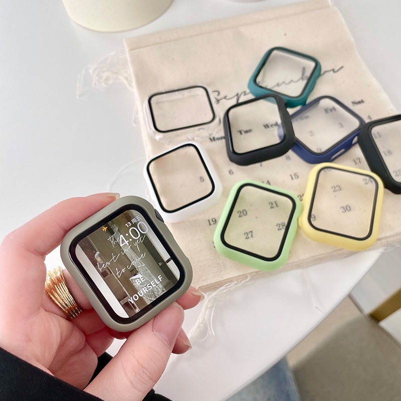 Kính + Vỏ Cho Apple Watch 46MM 49MM 45mm 41mm 44mm 40mm Ốp Lưng Cường Lực Bảo Vệ Màn Hình Iwatch Series 11 10 8 9 Ultra 2 7 6 SE 5 4 3 2