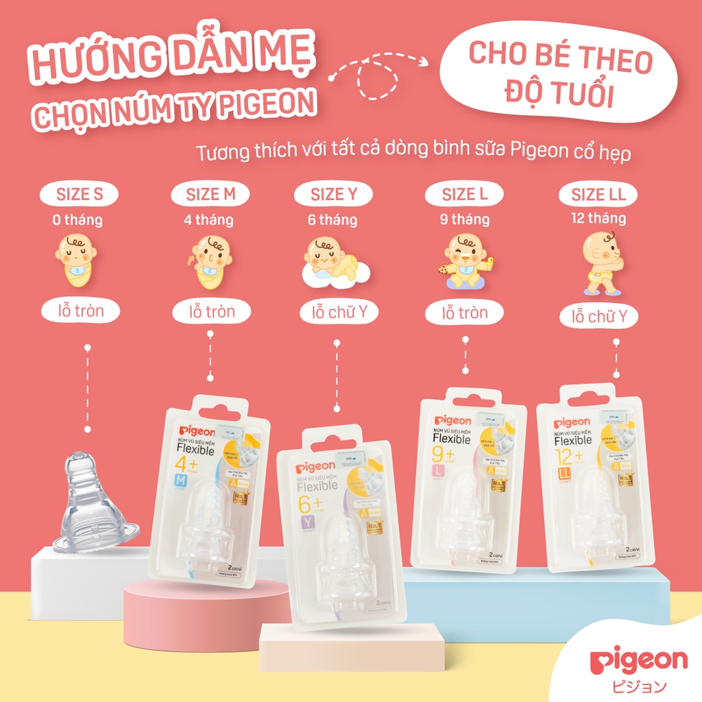 Ảnh Núm vú cổ hẹp silicone siêu mềm Pigeon (2 cái/vỉ) 3