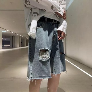 Quần Short Jeans Ống Rộng Xé Rách Năng Động, Quần Bò Lửng Thời Trang Unisex, Đùi Ngắn Style Hàn Quốc(kèm ảnh Thật)