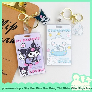 [Sẵn VN - Hỏa Tốc] Dây Móc Kèm Bao Đựng Thẻ Nhân Viên Nhựa Acrylic Trong Suốt Mẫu Nhân Vật Hoạt Hình Sanrio Moment