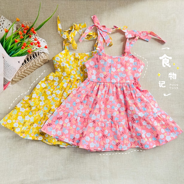 Váy 2 dây cho bé gái hoạ tiết hoa nhí mùa hè sơ sinh 1 2 3 4 tuổi MINTSCLOSET Mints Closet - GV0066