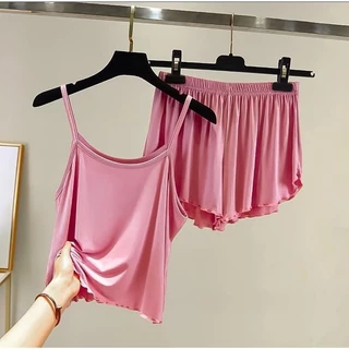 Đồ ngủ nữ hai dây trơn vải thun lạnh 4 chiều dưới 65kg siêu mát mẻ kiểu dáng sexy siêu rẻ