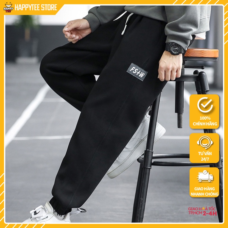 Quần dài Jogger nam thể thao nam in logo FSM chữ đơn giản chất vải nỉ da cá 100 cotton HappyFamily