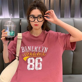 Áo thun 3158 cotton khô - áo in chữ Brooklyn 86 Nam Nữ tay lỡ form rộng
