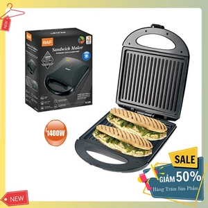 Máy ép nướng bánh mì RAF 1400W gia nhiệt kép, chống dính telfon siêu bền