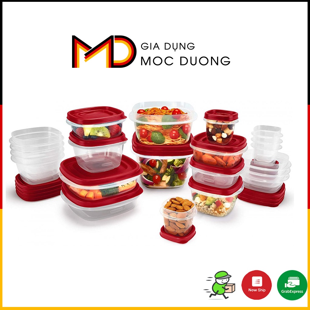 Hộp đựng thực phẩm 40 món (20 hộp) Rubbermaid TakeAlongs Màu đỏ Ruby