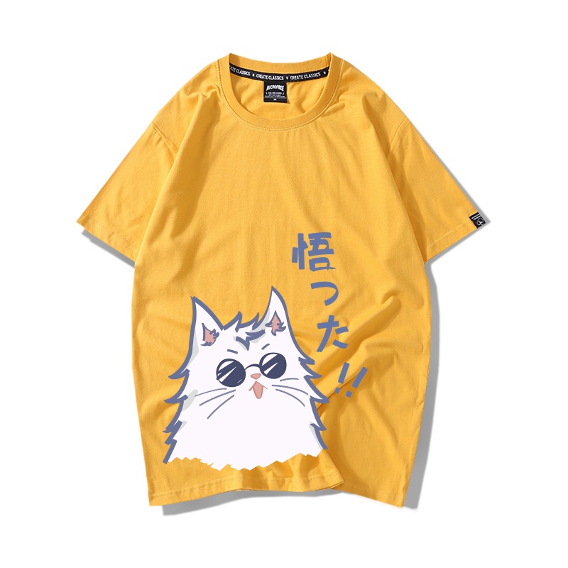 Áo Thun Nữ Tay Lỡ HappyFamily Form Rộng In Hình Chú Mèo Dễ Thương Đáng Yêu Cotton 100 Cao Cấp