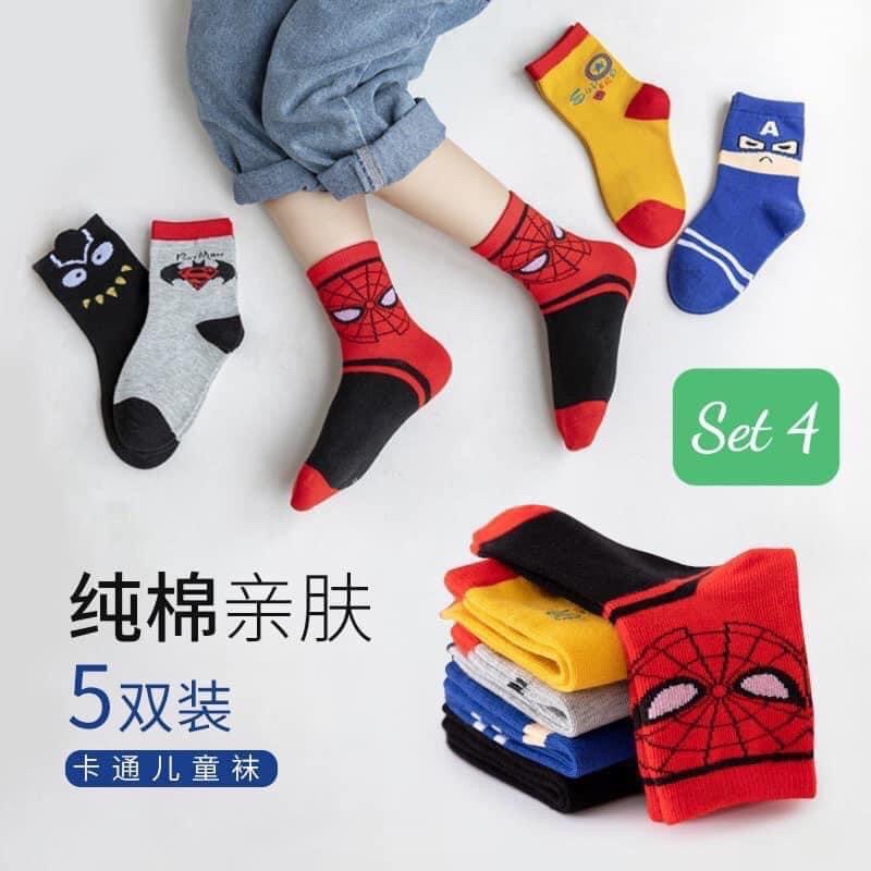[NGÔ KHOAI MỲ] Set 5 đôi tất siêu anh hùng cho bé