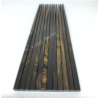 Đũa gỗ mun sừng cao cấp đầu vuông trơn - bộ 10 đôi