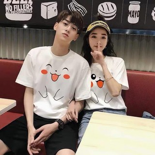 Áo đôi nam nữ, áo thun cặp cổ tròn in hình dễ thương không bong tróc-PINK