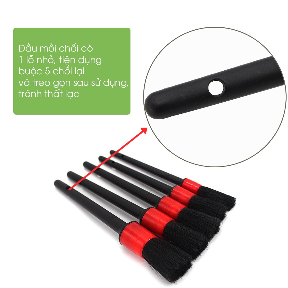 Bộ 5 cây cọ rửa vệ sinh xe ô tô, xe máy chuyên dụng, bộ chổi cọ đồ nghề vệ sinh, chăm sóc ô tô, máy tính,sofa