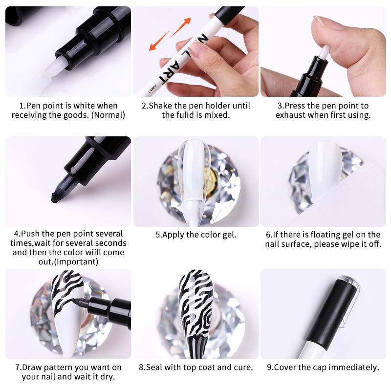 Bút vẽ nail móng tay chuyên dụng LI LƯ 48 màu neon 3D chống nước làm đẹp DIY nghệ thuật