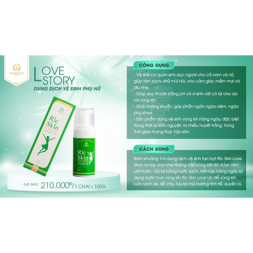 Ảnh Dung dịch vệ sinh phụ nữ RIC SKIN LOVE STORY Kohinoor 100g 3