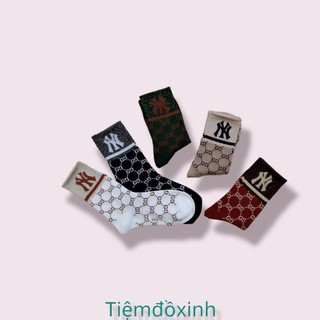 Tất cao cổ kim tuyến chữ, vớ đeo chân chất cotton dày dặn phong cách Hàn Quốc dành cho nam nữ