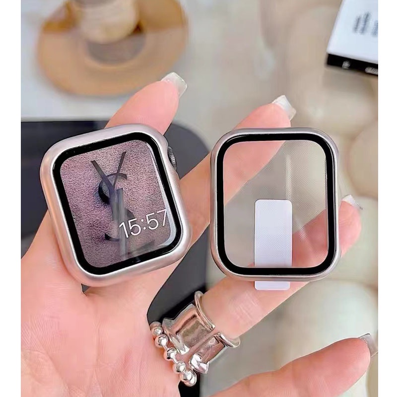 Kính + Vỏ Cho Apple Watch 46MM 49MM 45mm 41mm 44mm 40mm Ốp Lưng Cường Lực Bảo Vệ Màn Hình Iwatch Series 11 10 8 9 Ultra 2 7 6 SE 5 4 3 2