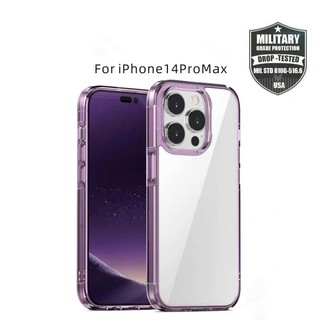 Ốp lưng Likgus Crystal lưng trong viền tím cho điện thoại ip 14 14 plus 14 pro 14 promax
