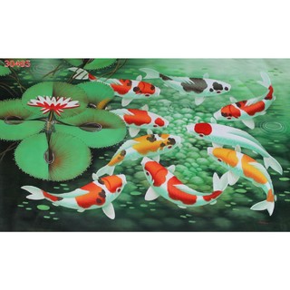 Tranh dán tường 3D Cá Chép hồ sen nhiều mẫu mã trang trí nhà, quán ăn đẹp