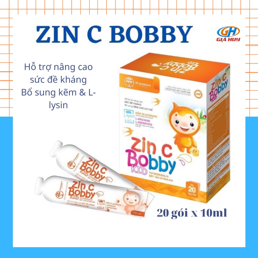 Kẽm cho bé ZIN C BOBBY KID, bổ sung Kẽm, Lysine, DHA, giúp cải thiện