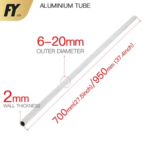 Ống nhôm FUYI 2mm độ dày tường thẳng 700mm 950mm tròn dài ống hợp kim nhôm mịn 6 7 8 9 10 12 13 14 15 16 18 20mm thanh rỗng 6-20