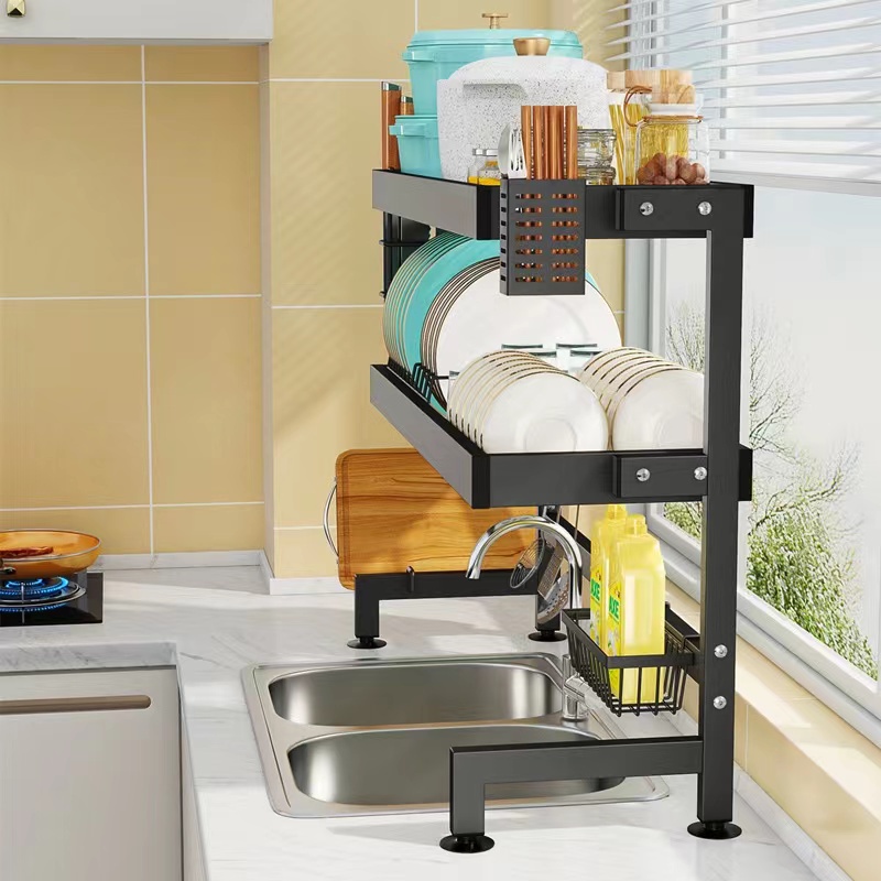 Lifinity Kệ Để Chén Bát Đĩa Trên Bồn Rửa Nhà Bếp Đa Năng ,1&2 Tầng Thép Carbon Màu Đen,Tải Trọng Mạnh