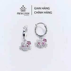Bông Tai Hello Kitty Bằng Bạc Cho Bé Gái Dạng Tròn Treo - Minh Canh Jewelry