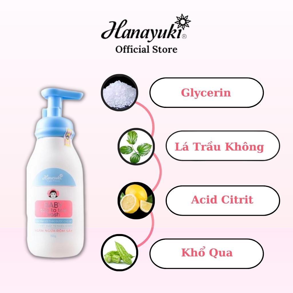 Ảnh Sữa Tắm Em Bé Hanayuki Baby Top Toe Wash Trắng Da Dưỡng Ẩm Hanayuki Chính Hãng 3