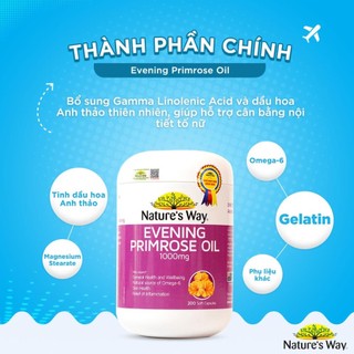 Viên Uống Tinh Dầu Hoa Anh Thảo Nature's Way Evening Primrose Oil Hỗ Trợ Cân Bằng Nội Tiết Tố Nữ