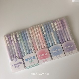 Set bút gel đen Rosy Posy phong cách Hàn Quốc theo tone màu xinh xắn