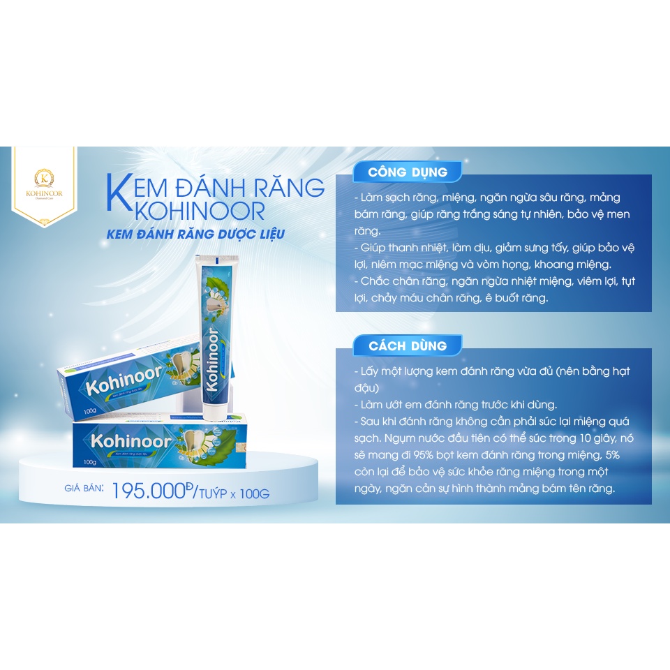 Ảnh Kem đánh răng dược liệu Kohinoor 110g 1