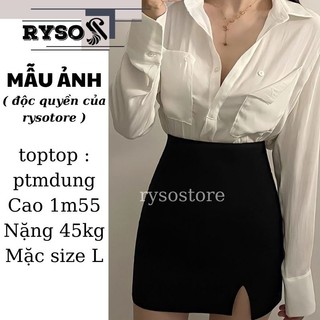 Chân Váy Công Sở Chữ A Xẻ Tà Trước Chất Mango Cao Cấp Siêu Thanh Lịch Nhẹ Nhàng Cho Nữ CV02 RYSO