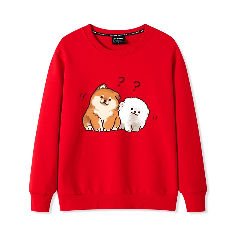 Áo Sweater Nữ HappyFamily In Hình 2 Chú Chó Con Xinh Xắn Đáng Yêu Chất Cotton 100 Cao Cấp