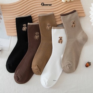 Set 5 đôi tất vớ nữ cổ cao GOMTAT mẫu tổng hợp màu sắc họa tiết dễ thương, chất liệu cotton mềm mại - UYE-CBCC