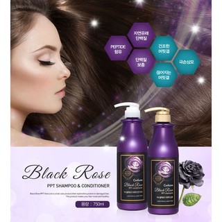 Cặp dầu gội dầu xả thảo dược hoa hồng đen Welcos Confume Black Rose PPT shampoo, Conditioner 750ml