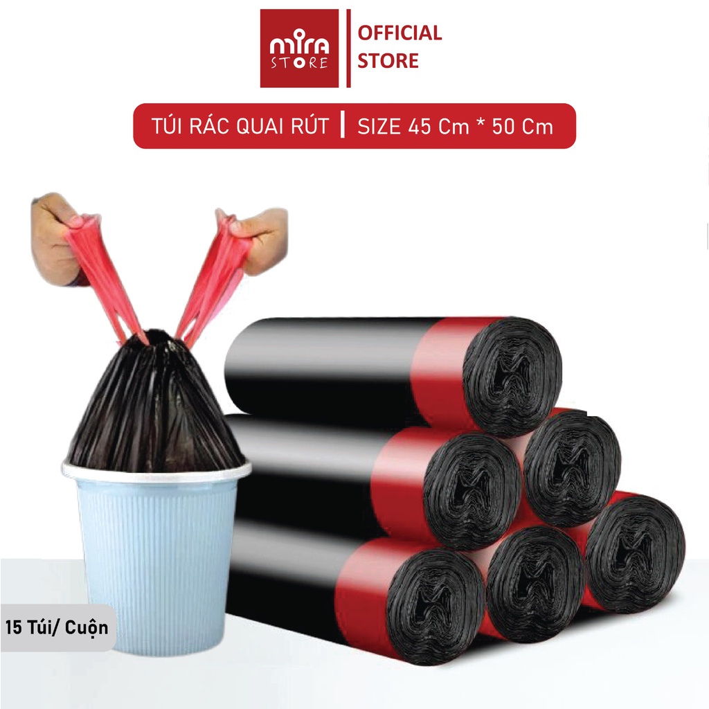 Túi đựng rác có quai rút tiện lợi kích thước 45x50 cm túi đựng rác tự ...
